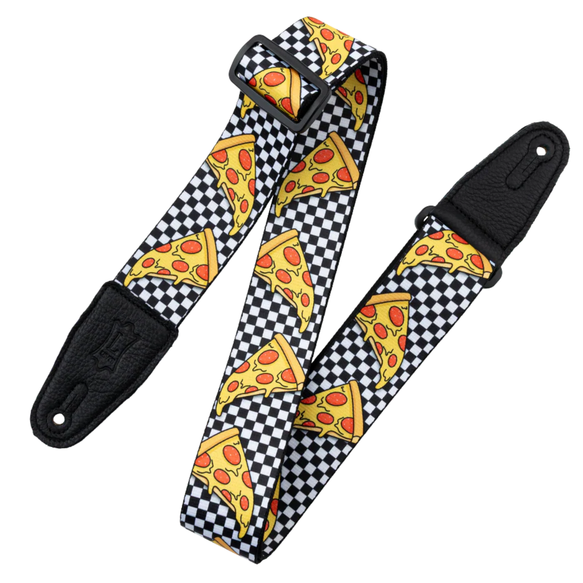 Levys Tasty Grooves Series Guitar Strap, Checkered Pizza Party