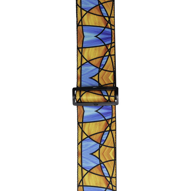 Levys Stained Glass Guitar Strap, Orange and Blue