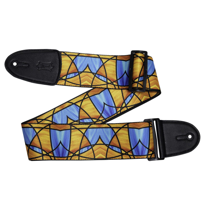 Levys Stained Glass Guitar Strap, Orange and Blue