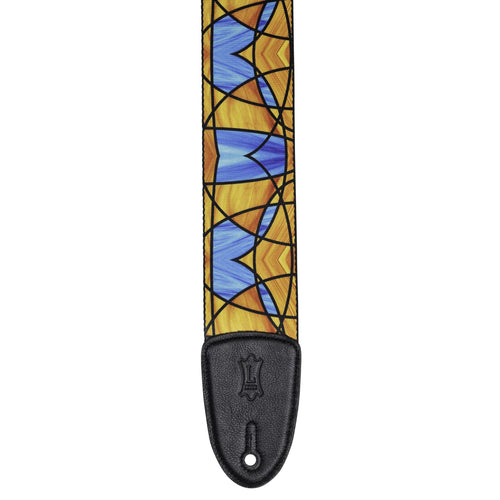 Levys Stained Glass Guitar Strap, Orange and Blue