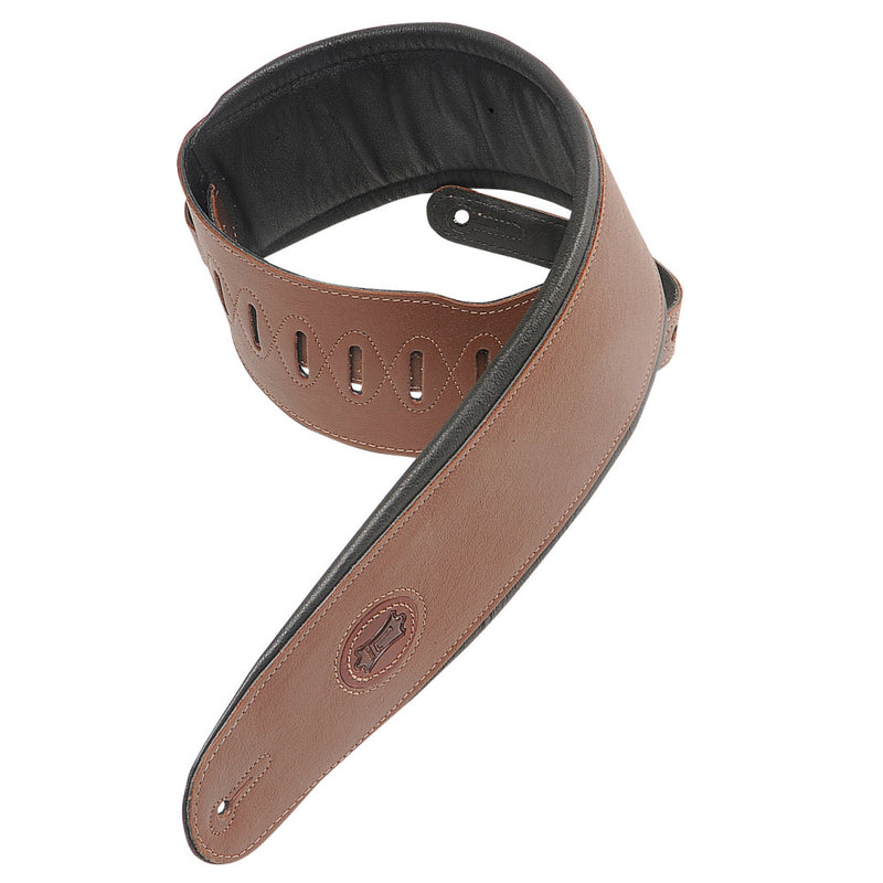 Levys 4 1/2 Inch Garment Leather Bass Strap with Foam Padding, Brown