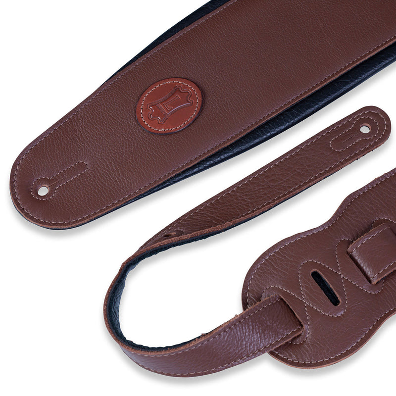 Levy's MSS2-4-BRN 4 1/2 Wide Brown Garment Leather Bass Guitar Strap