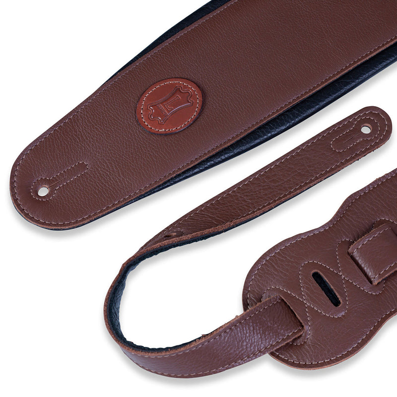 Levys 4 1/2 Inch Garment Leather Bass Strap with Foam Padding, Brown