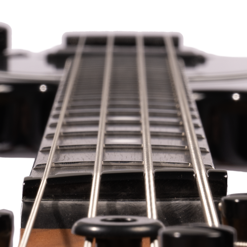 Music Man DarkRay Bass, Ebony, Obsidian Black With Mono Softshell Case