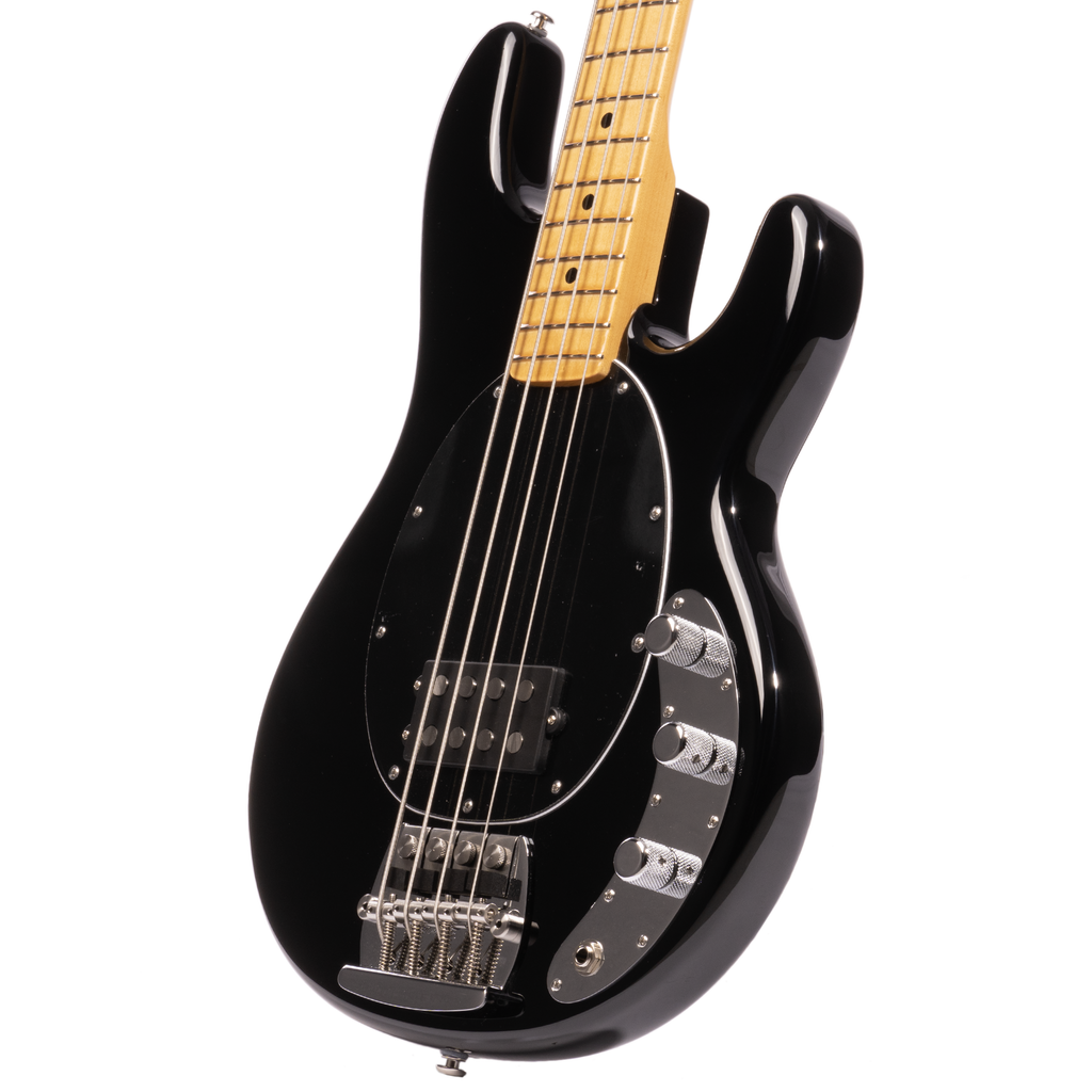 Music Man Retro ‘70s Stingray 4 String Bass Guitar, Black w/Mono Soft
