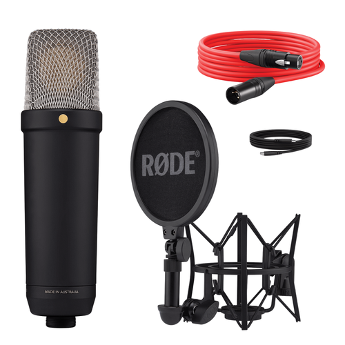 Rode NT1 5th Generation Hybrid Studio Condenser Microphone w/ Shock Mount & XLR Cable, Black
