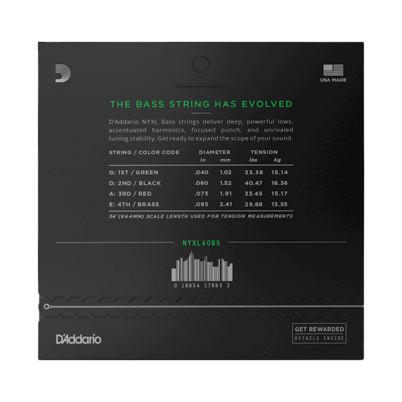 D'Addario NYXL 40-95 Super Light Nickel Wound Bass Strings, Long Scale