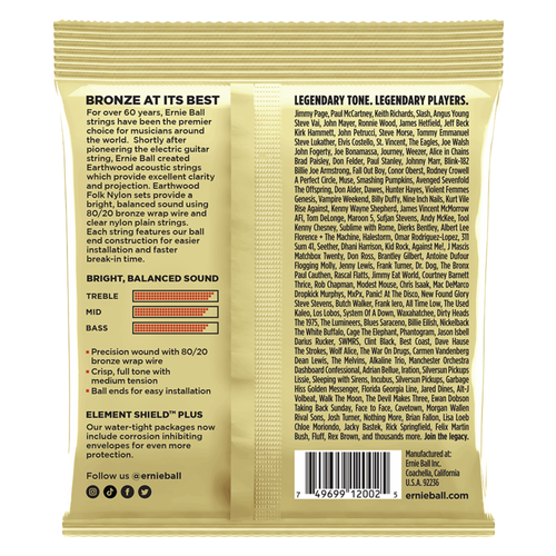 Ernie Ball Earthwood 80/20 Bronze Acoustic Guitar Strings, 13-56, Medium