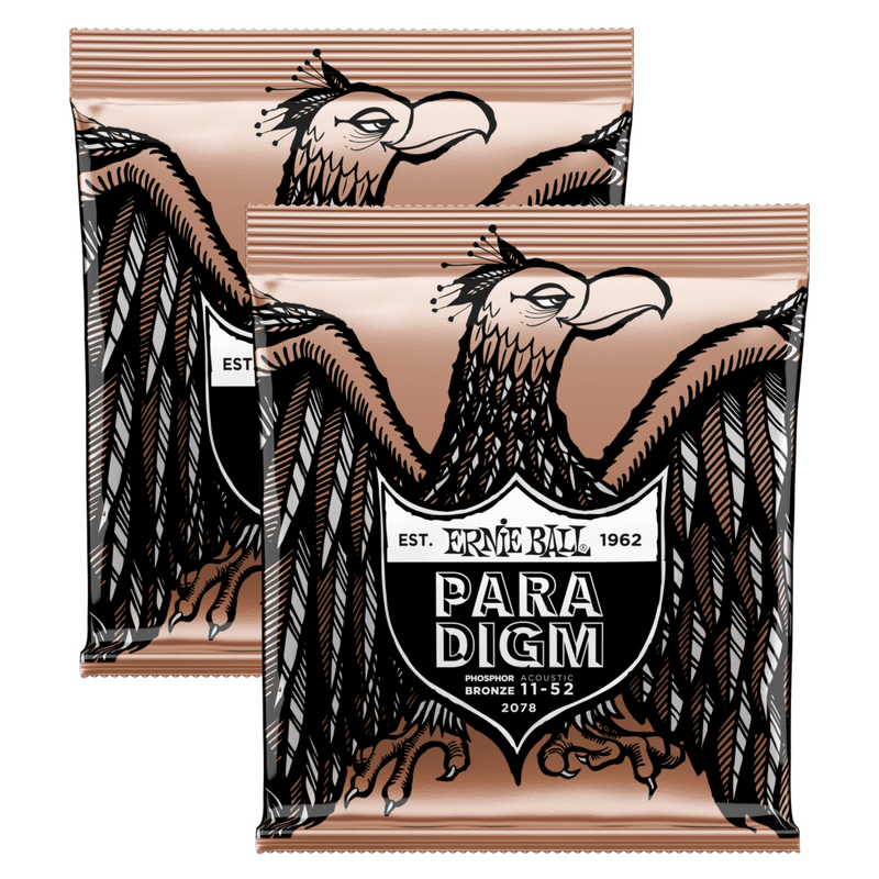 Ernie Ball 2-Pack 11-52 Paradigm Light Phosphor Bronze Acoustic Guitar Strings