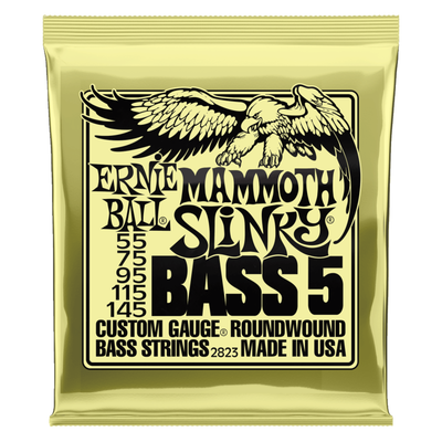 Ernie Ball Mammoth Slinky Nickel Wound 5-String Electric Bass Strings, 55-145