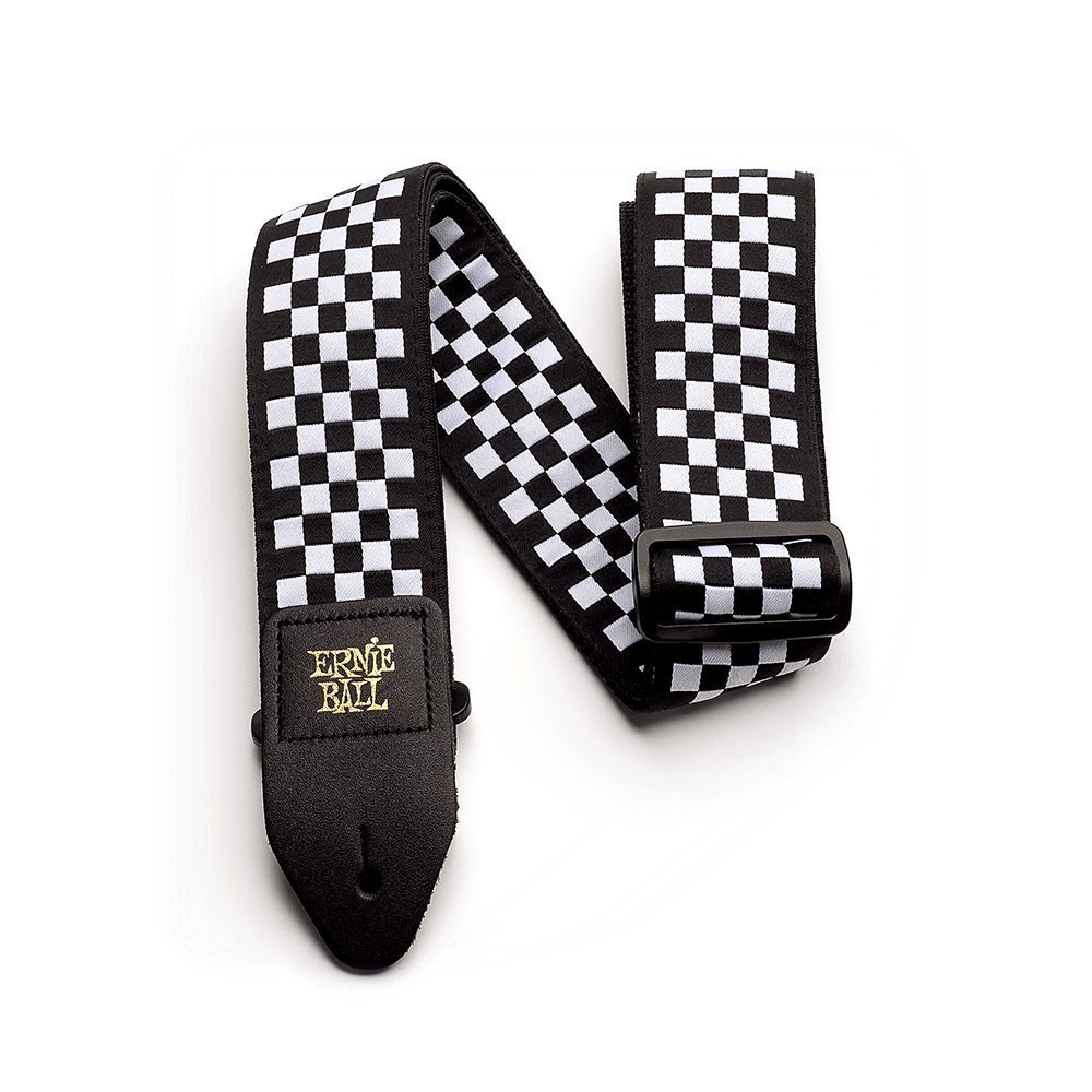 Ernie Ball Jacquard Guitar Strap, Black and White Checkered