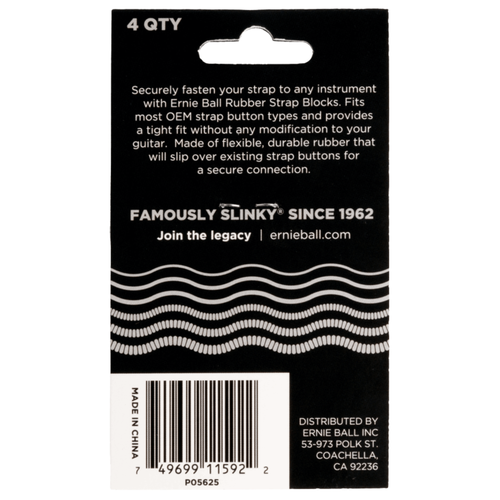 Ernie Ball Strap Blocks, 4-Pack, Gray