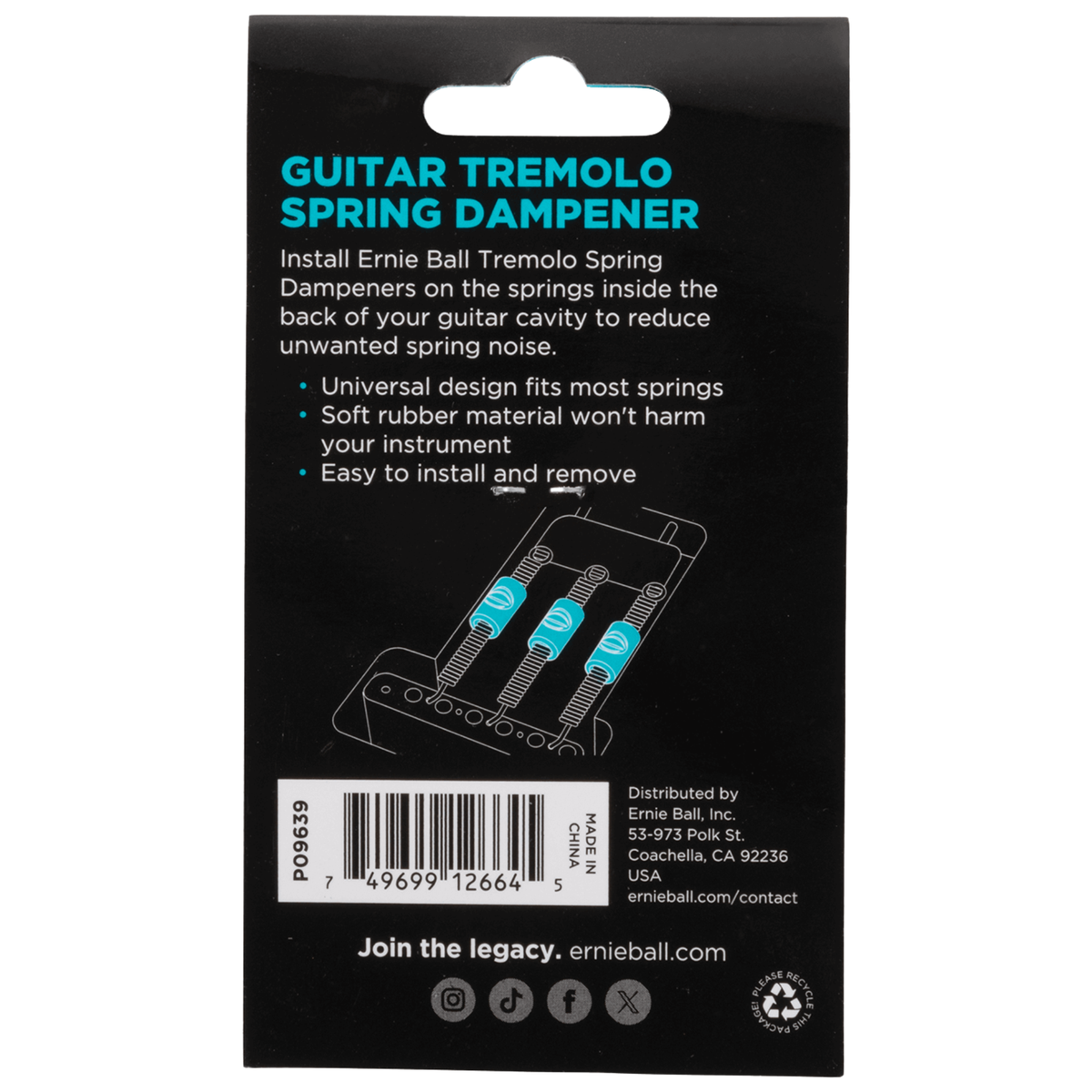Ernie Ball Guitar String Dampener, Tremolo