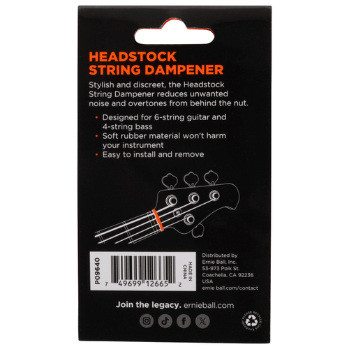 Ernie Ball Guitar String Dampener, Headstock