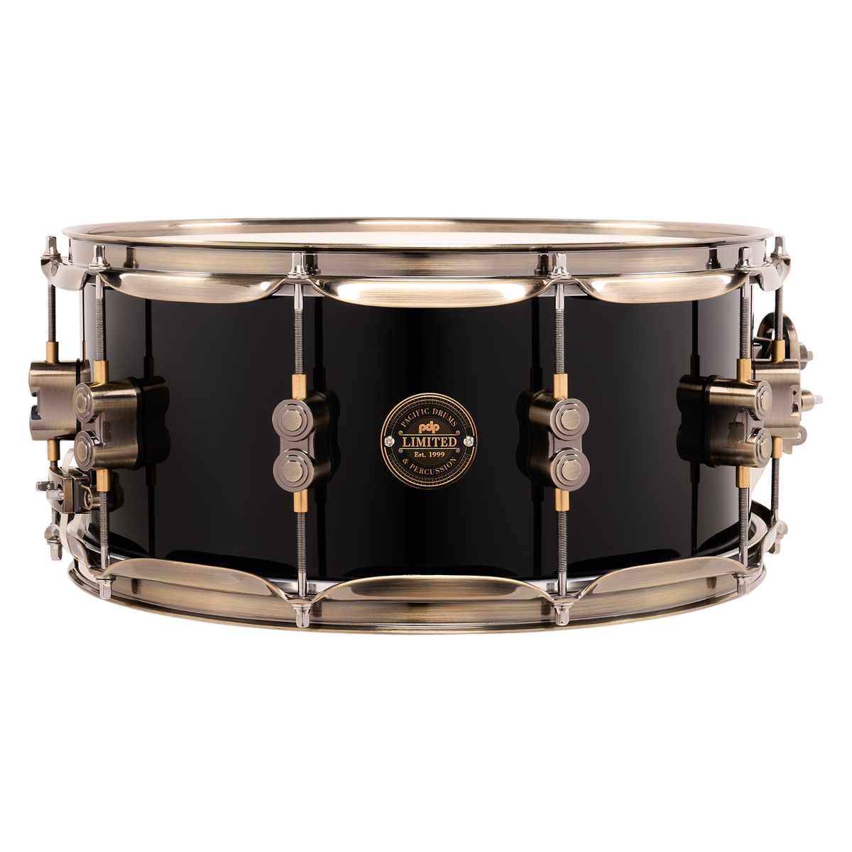 PDP Limited Edition 6.5x14" Maple Snare Drum, Piano Black w/ Antique Bronze Hardware