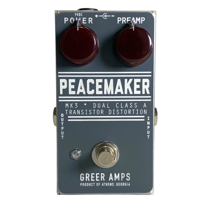 Greer Amps Peacemaker MK3 Dual Class A Transistor Distortion Effect Pedal, Gray