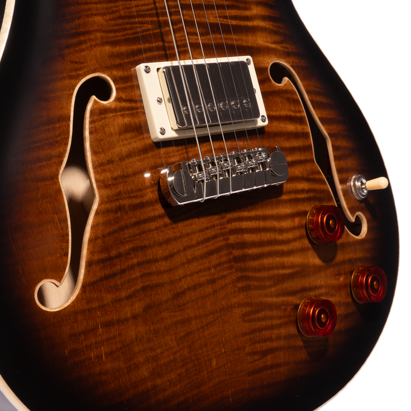 PRS SE Hollowbody II Piezo Electric Guitar, Black Gold Burst