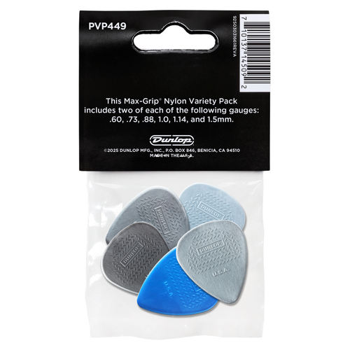 Dunlop Max-Grip Nylon Standard Pick Variety Pack, 12 Pack
