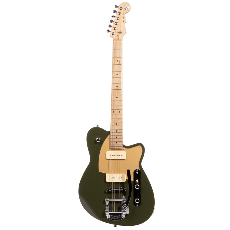 Reverend Charger 290 Bigsby Electric Guitar, Roasted Maple Fingerboard, Army Green