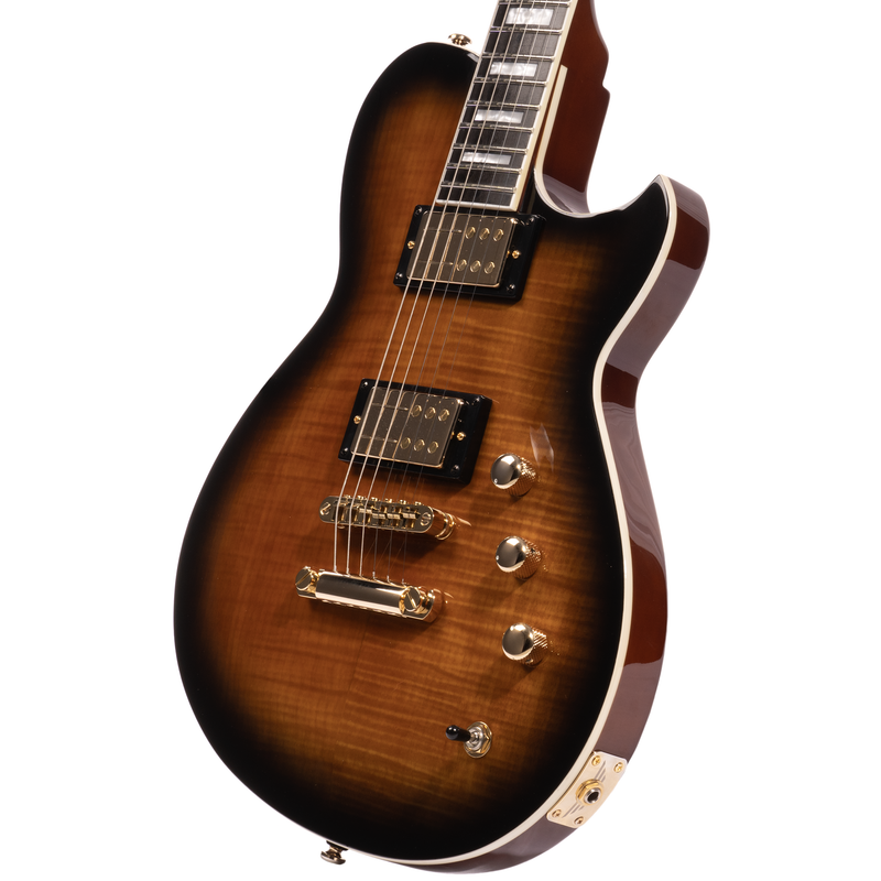 Reverend Roundhouse RA FM Electric Guitar, Ebony Fingerboard, Coffee Burst w/ Gold Hardware