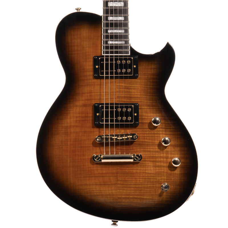 Reverend Roundhouse RA FM Electric Guitar, Ebony Fingerboard, Coffee Burst w/ Gold Hardware