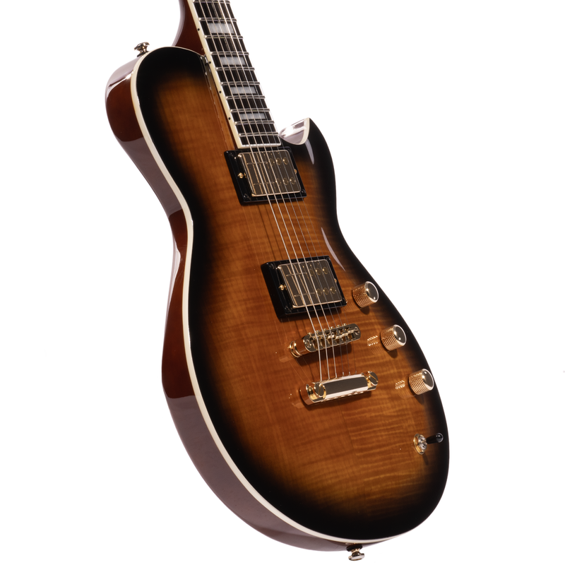 Reverend Roundhouse RA FM Electric Guitar, Ebony Fingerboard, Coffee Burst w/ Gold Hardware