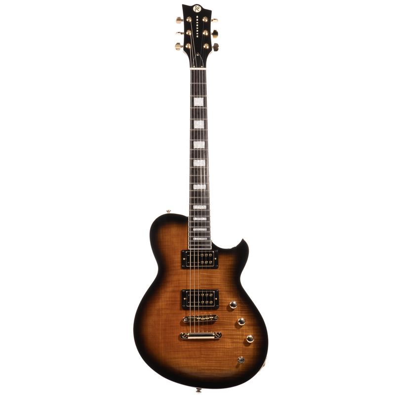Reverend Roundhouse RA FM Electric Guitar, Ebony Fingerboard, Coffee Burst w/ Gold Hardware