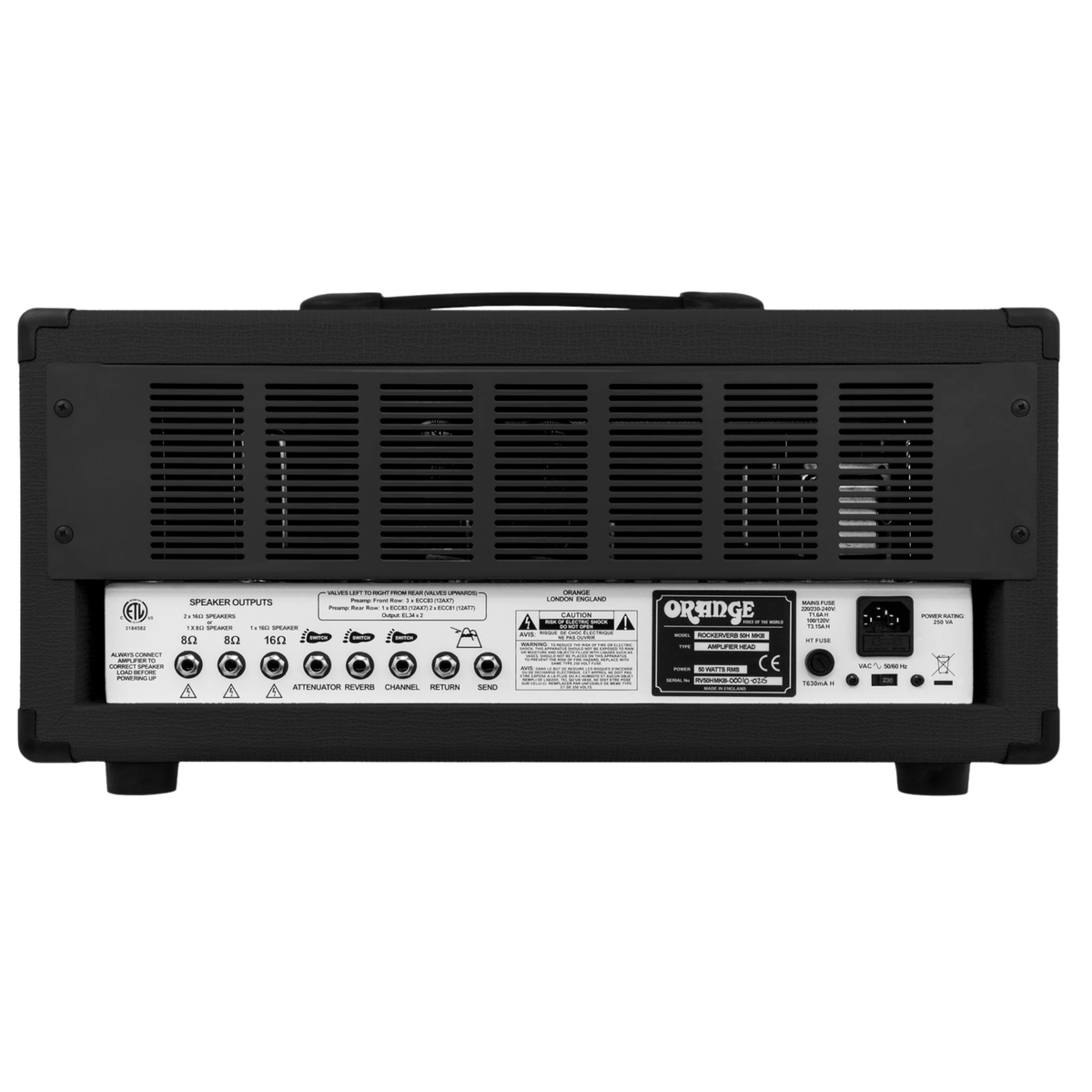 Orange Amps Rockerverb 50 MKIII Electric Guitar Tube Amplifier Head, Black