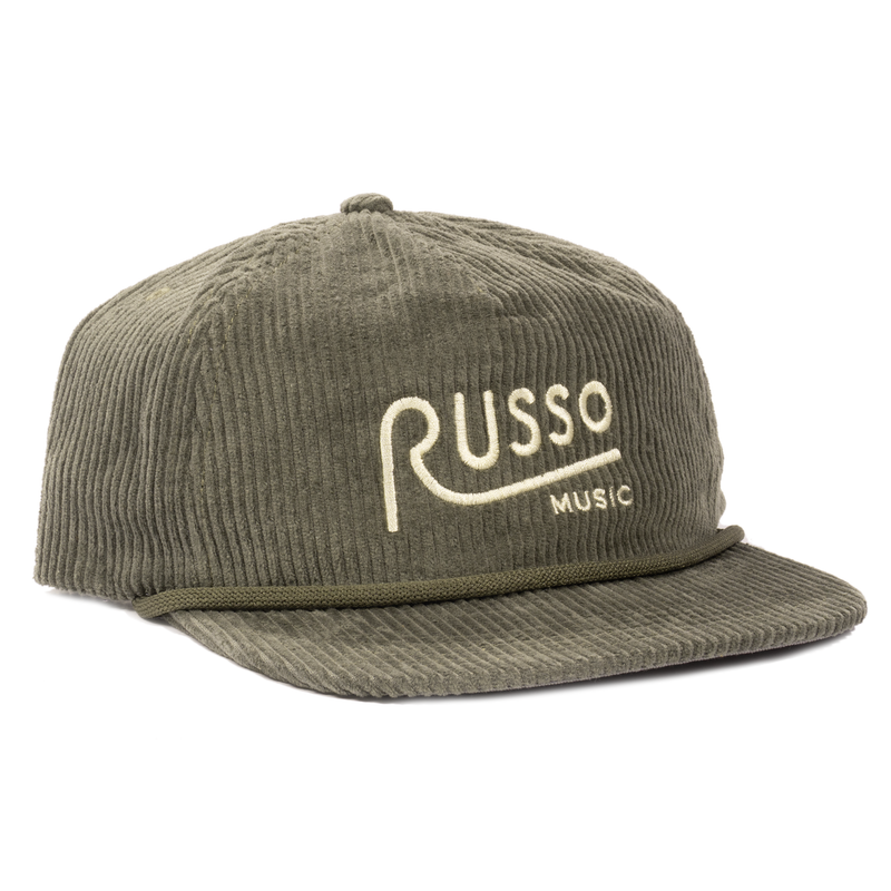 Russo Music Logo Snapback Corduroy Cap, Sage/Ivory
