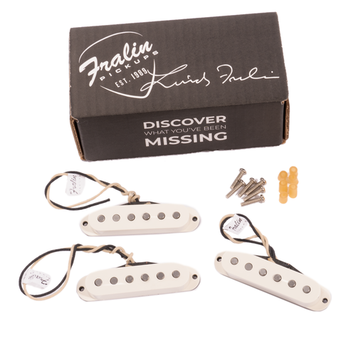 Fralin Blues Special Single Coil Stratocaster Guitar Pickup Set, Stock Stagger, Parchment
