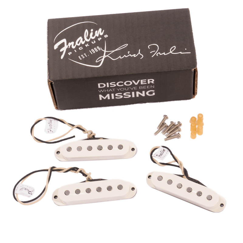 Fralin Blues Special Single Coil Stratocaster Guitar Pickup Set, Stock Stagger, Parchment