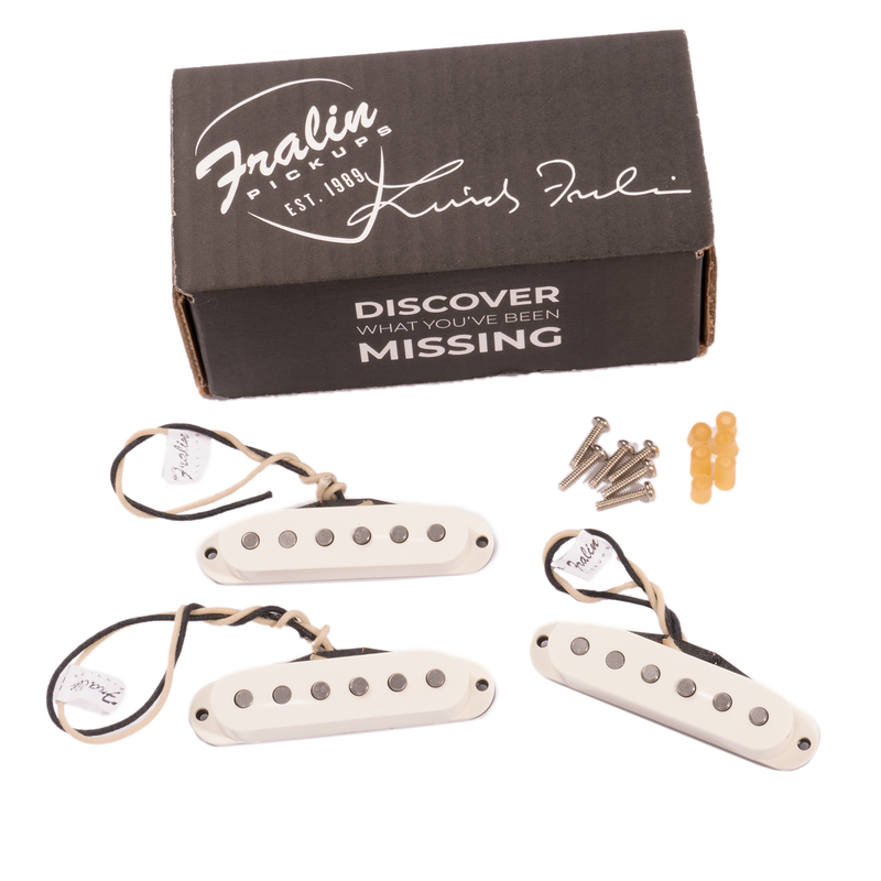 Fralin Blues Special Single Coil Stratocaster Guitar Pickup Set, Stock Stagger, Parchment