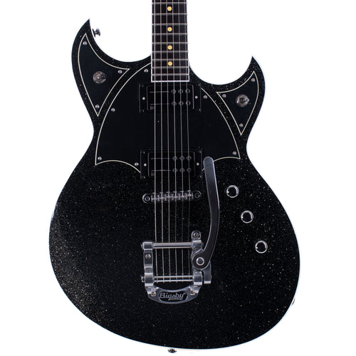 Reverend Reeves Gabrels Spacehawk Electric Guitar, Ebony Fingerboard, Midnight Black Sparkle