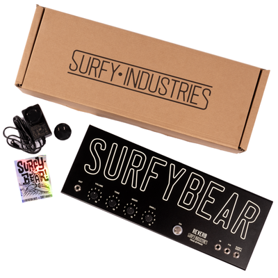 Surfy Industries SurfyBear Metal Spring Reverb Pedal, Black v2.0 w/ Surfypan