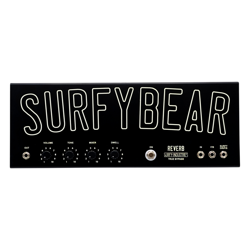 Surfy Industries Surfybear Metal Spring Reverb Pedal, Black v2.1 w/ Su