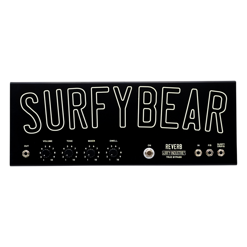 Surfy Industries Surfybear Metal Spring Reverb Pedal, Black v2.1 w/ Surfypan