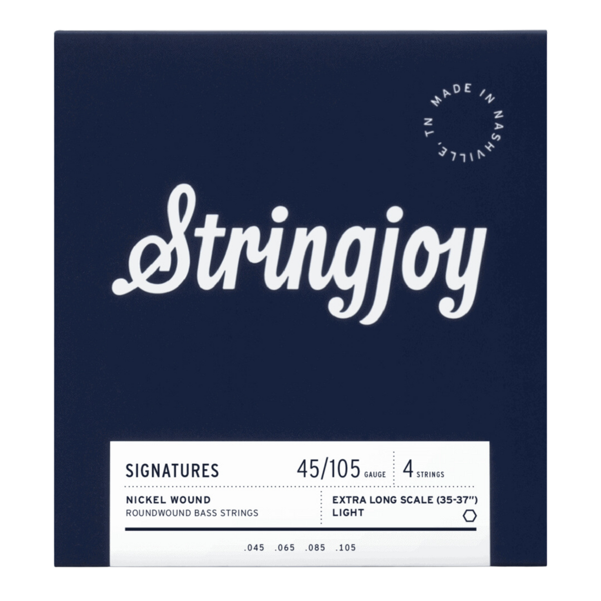 Stringjoy 45-105 Signatures Light Gauge 4 String Long Scale Nickel Wound Bass Guitar Strings