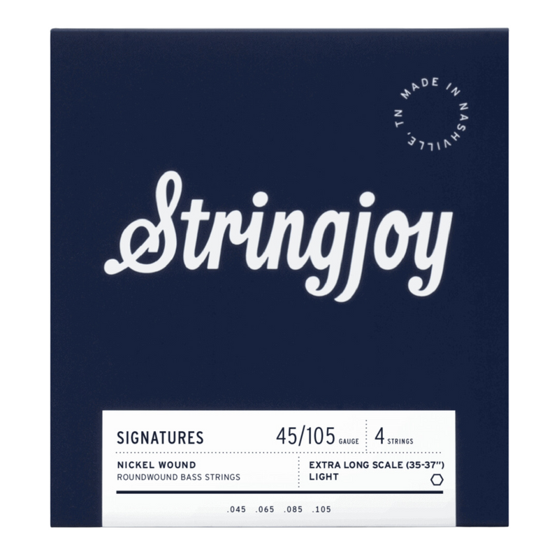 Stringjoy 45-105 Signatures Light Gauge 4 String Long Scale Nickel Wound Bass Guitar Strings