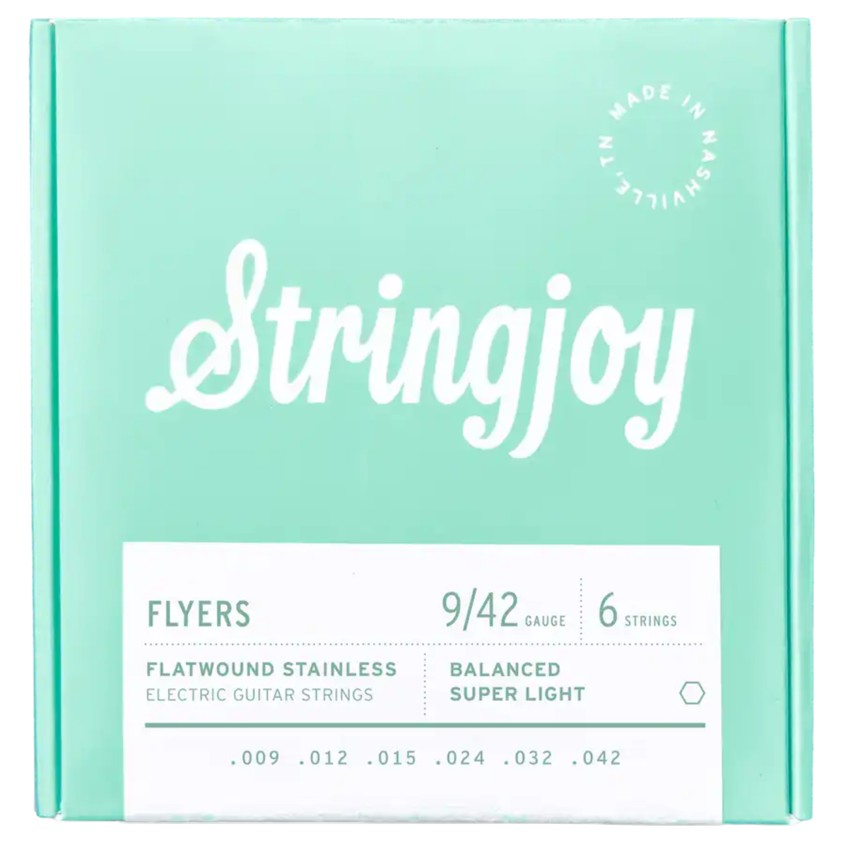 Stringjoy 9-42 Flyers Balanced Super Light Gauge Flatwound Stainless Electric Guitar Strings