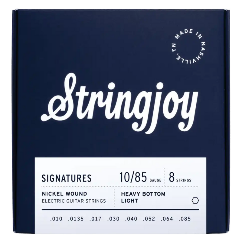 Stringjoy Signatures 8-String Heavy Bottom/Light Gauge Nickle Wound Guitar Strings, 10-85