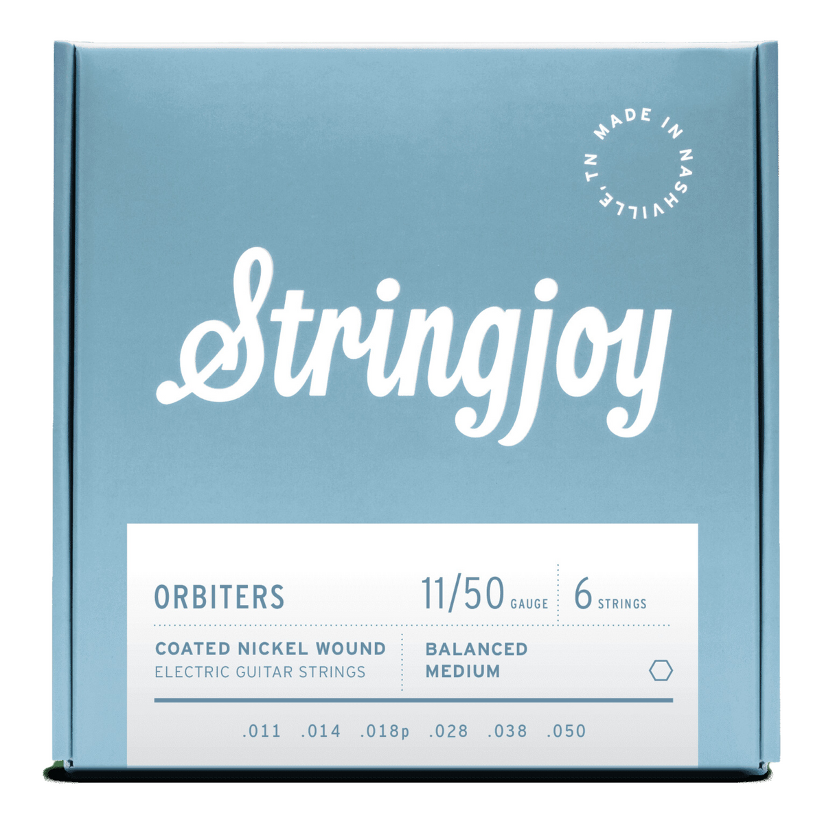 Stringjoy 11-50 Orbiters Balanced Medium Gauge Coated Nickel Wound Hex Core Strings