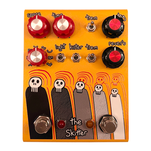 Champion Leccy The Skitter V3 Tremolo/Reverb Effect Pedal, Yellow