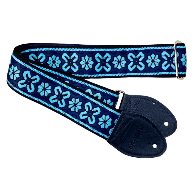 Souldier Greenwich 2" Guitar Strap, Tuquoise/Navy on Black