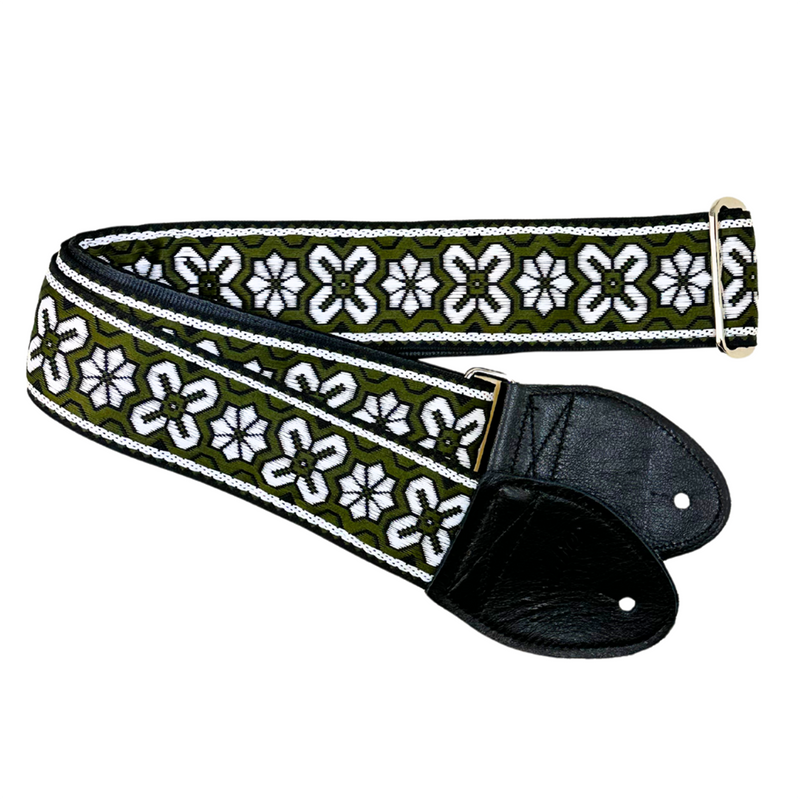 Souldier Greenwich 2" Guitar Strap, Olive Drab/White on Black