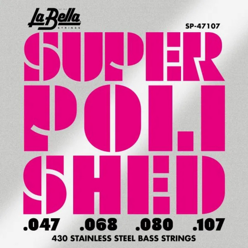 La Bella Super Polished 4-String Bass Guitar Strings, 47-107