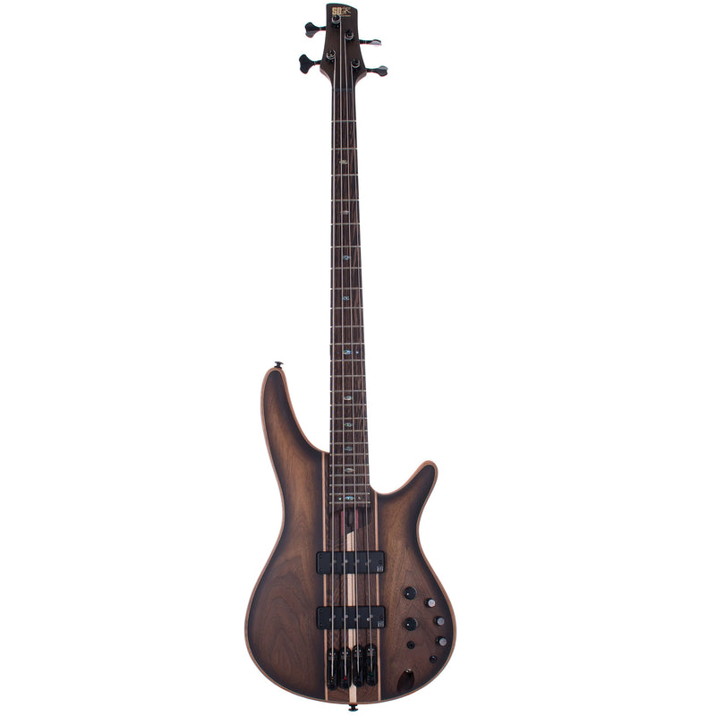 Ibanez SR1350B Premium 4-String Electric Bass Guitar with Bag, Dual Mocha Burst Flat