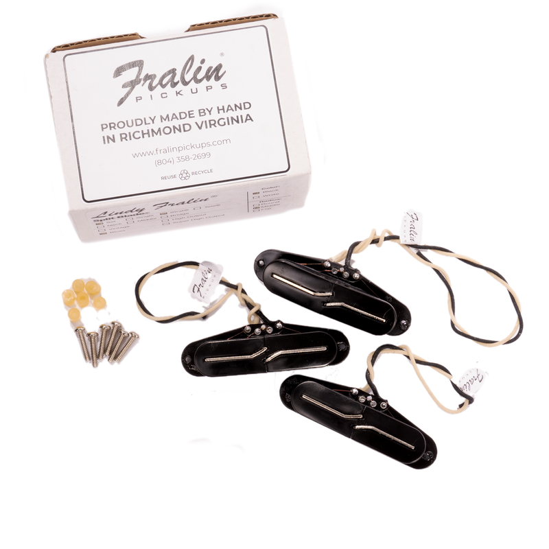 Fralin Split Blade Hum Cancelling Strat Electric Guitar Pickup Set, Black, Blues Output, Medium