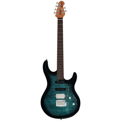 Sterling Luke HSS Electric Guitar, Rosewood Fingerboard, Yucatan Blue