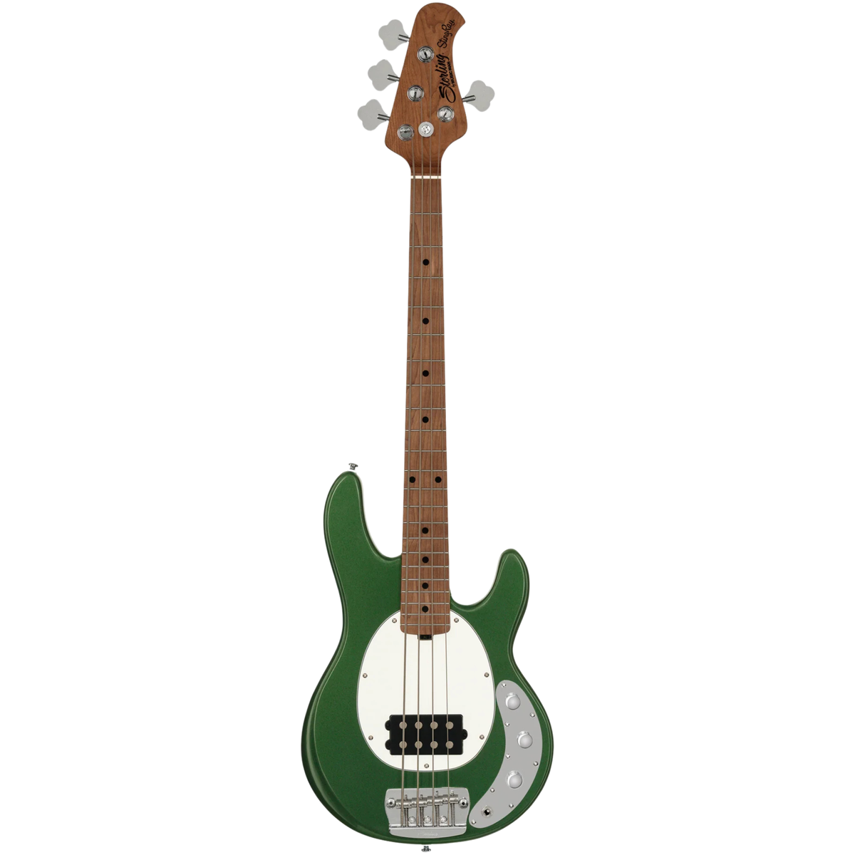 Sterling Short Scale StingRay Bass Guitar, Roasted Maple Fingerboard, Charging Green