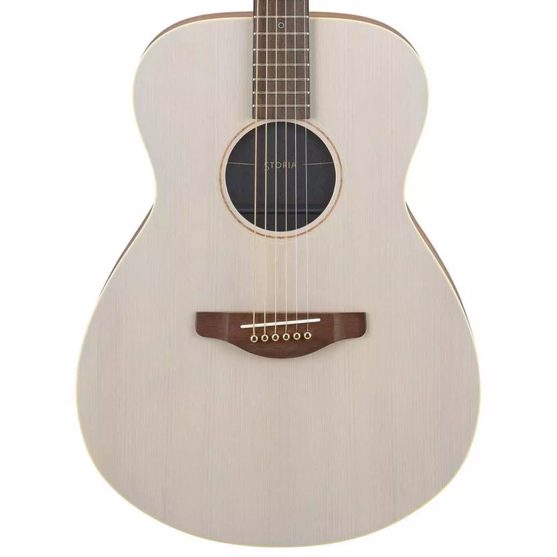 Yamaha Storia I Concert Acoustic-Electric Guitar, Off-White Satin